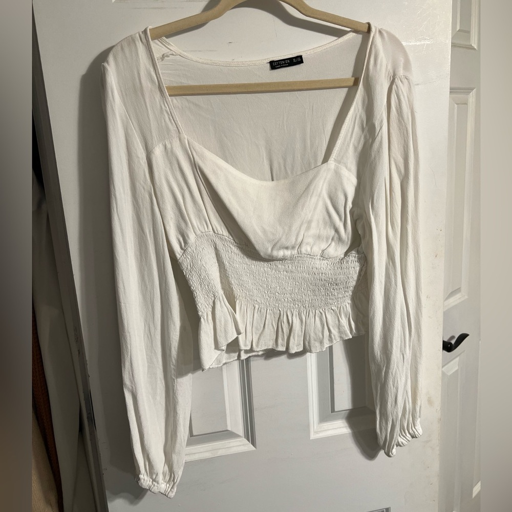 cotton on women's long sleeve white top